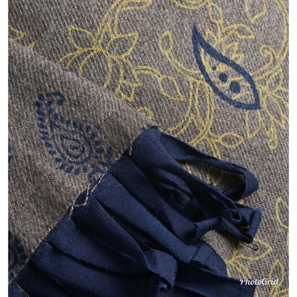 Navy and Taupe Acrylic Floral and Paisley - Picture 3 of 3